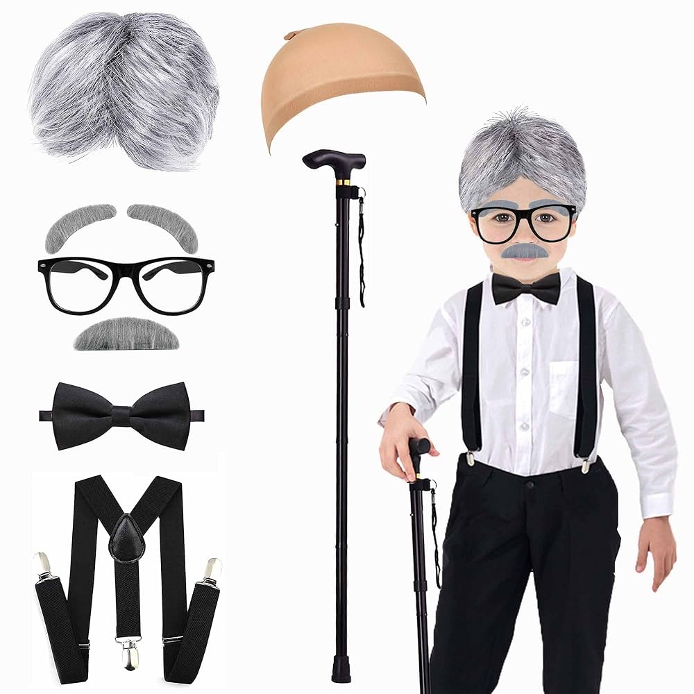 帽子 Props Store Eighty Mfg. for BIG UNCLE Amazon.com: Yunsuelo Old Man Costume Wig for Kids, 100 Days